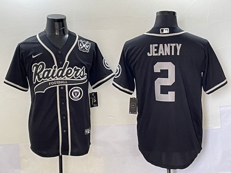Men 2025 Oakland Raiders #2 Jeanty Black Joint Name Nike Limited NFL Jersey style 8